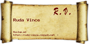 Ruda Vince névjegykártya
